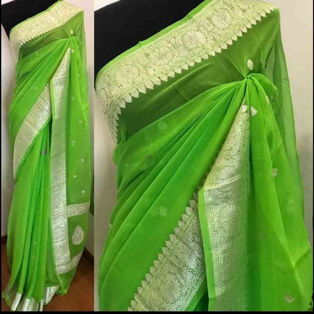 Parrot Green Khaddi Saree